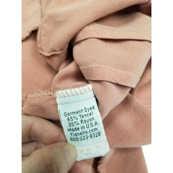 Tianello‎ Button Up Blouse Tencel Waist Shaping Pinkish Red Collar Long Sleeve S - Picture 10 of 12